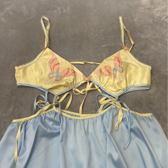 New! For Love & Lemons Pastel Papillon Embroidered Slip Dress 10979 - Picture 3 of 7